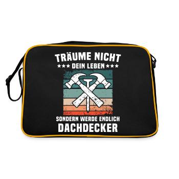 Dachdecker Dächer Decken Dachdecken - Retro Tasche - Schwarz/Gold - Hinten