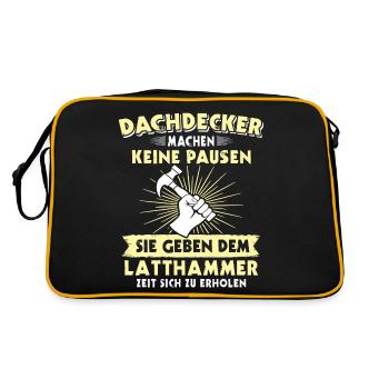 Dachdecker Dächer Decken Dachdecken - Retro Tasche - Schwarz/Gold - Hinten