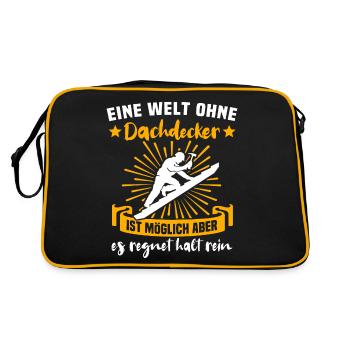 Dachdecker Dächer Decken Dachdecken - Retro Tasche - Schwarz/Gold - Hinten