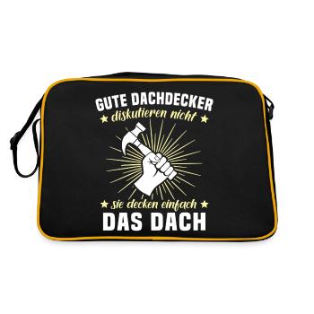 Dachdecker Dächer Decken Dachdecken - Retro Tasche - Schwarz/Gold - Hinten