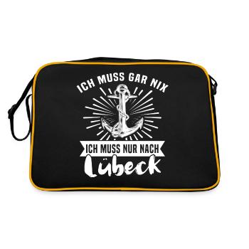 Lübeck - Retro Tasche - Schwarz/Gold - Hinten