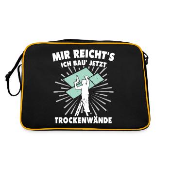 Trockenbauer Trockenbaumonteur Trockenbau - Retro Tasche - Schwarz/Gold - Hinten