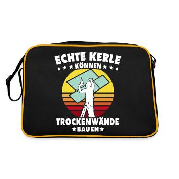 Trockenbauer Trockenbaumonteur Trockenbau - Retro Tasche - Schwarz/Gold - Hinten