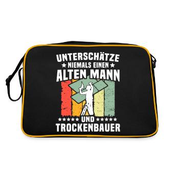 Trockenbauer Trockenbaumonteur Trockenbau - Retro Tasche - Schwarz/Gold - Hinten