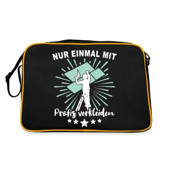 Trockenbauer Trockenbaumonteur Trockenbau - Retro Tasche - Schwarz/Gold - Hinten