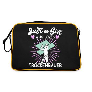 Trockenbauer Trockenbaumonteur Trockenbau - Retro Tasche - Schwarz/Gold - Hinten