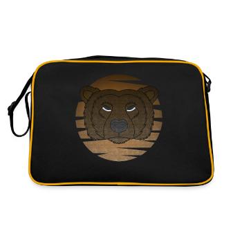 Grizzly Bear Motif Portrait Moon with Bear - Retro Bag - black/gold - Back