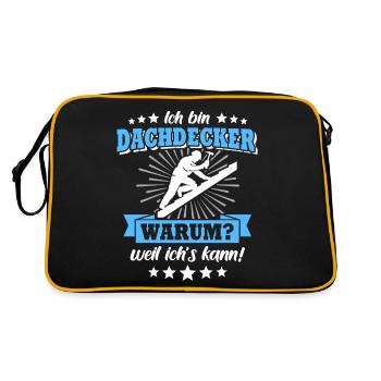 Dachdecker Sprüche Dachdecken - Retro Tasche - Schwarz/Gold - Hinten