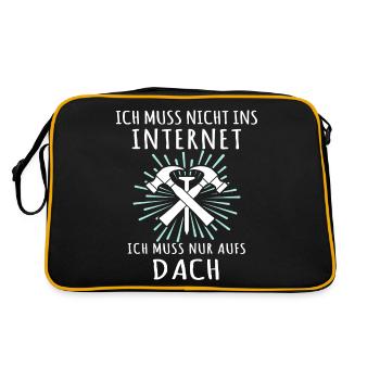 Dachdecker Sprüche Dachdecken - Retro Tasche - Schwarz/Gold - Hinten