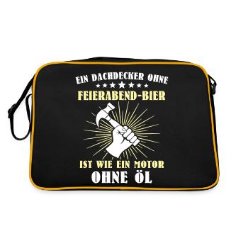 Dachdecker Sprüche Dachdecken - Retro Tasche - Schwarz/Gold - Hinten