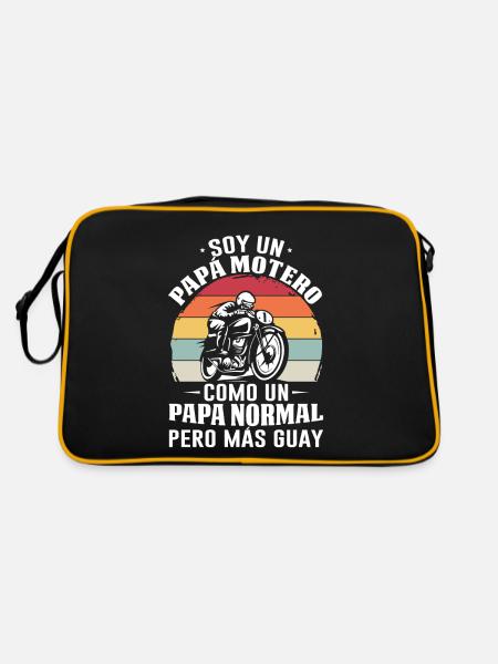 Je Suis Un Papa Motard Pas Normal Mais Plus Cool - Sac Retro - noir/or - Dos