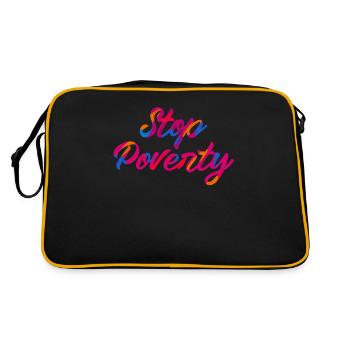 Stop à la pauvreté Citation Période Misère Slogan Argent - Sac Retro - noir/or - Dos