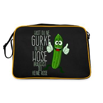 Gurke in der Hose Witz Saure Gurken - Retro Tasche - Schwarz/Gold - Hinten