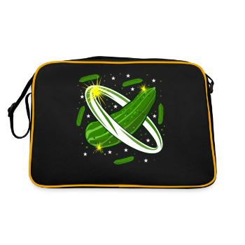 Gurke Weltraum Gurken - Retro Tasche - Schwarz/Gold - Hinten