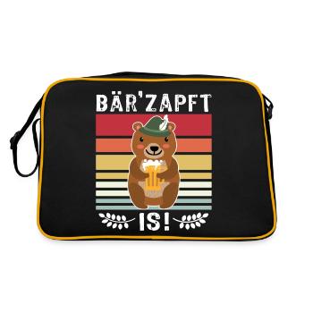 Bier Bierliebhaber Bär Biersprüche Biertrinker - Retro Tasche - Schwarz/Gold - Hinten