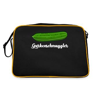 Gurke Gurkenschmuggler Gurken - Retro Tasche - Schwarz/Gold - Hinten