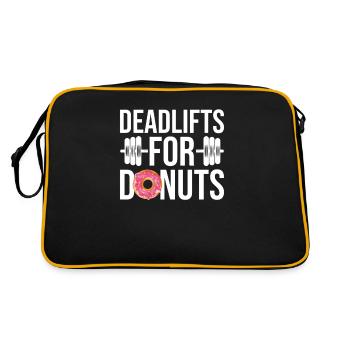 Deadlifts For Donuts - Gewichtheben Donut - Retro Tasche - Schwarz/Gold - Hinten