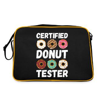 Certified Donut Tester - Lustiger Donut - Retro Tasche - Schwarz/Gold - Hinten