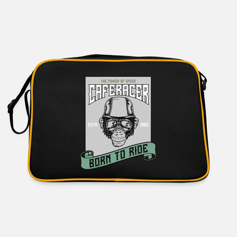Biker, Motorradfahrer - Retro Tasche - Schwarz/Gold