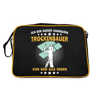 Trockenbauer Trockenbaumonteur Trockenbau - Retro Tasche - Schwarz/Gold - Hinten