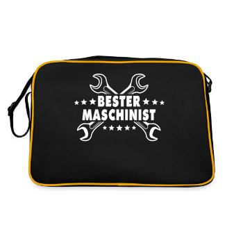 Maschinist Sprüche Maschinisten - Retro Tasche - Schwarz/Gold - Hinten