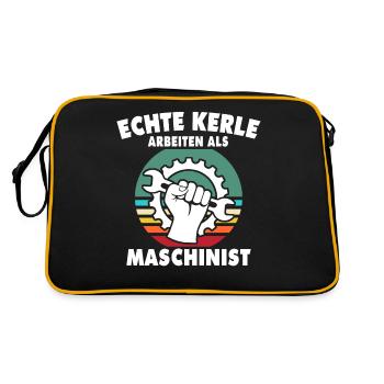 Maschinist Sprüche Maschinisten - Retro Tasche - Schwarz/Gold - Hinten