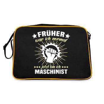 Maschinist Sprüche Maschinisten - Retro Tasche - Schwarz/Gold - Hinten