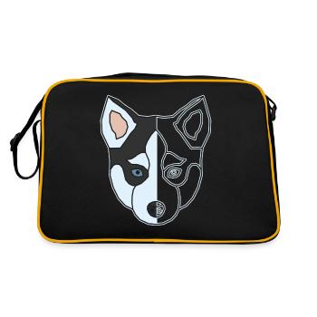 Sibérie Husky Animal Motif Art Dog Print - Sac Retro - noir/or - Dos