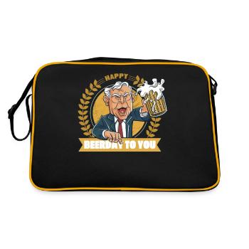 Happy Beerday Bierfest Deutsches Geschenk Bayern - Retro Tasche - Schwarz/Gold - Hinten