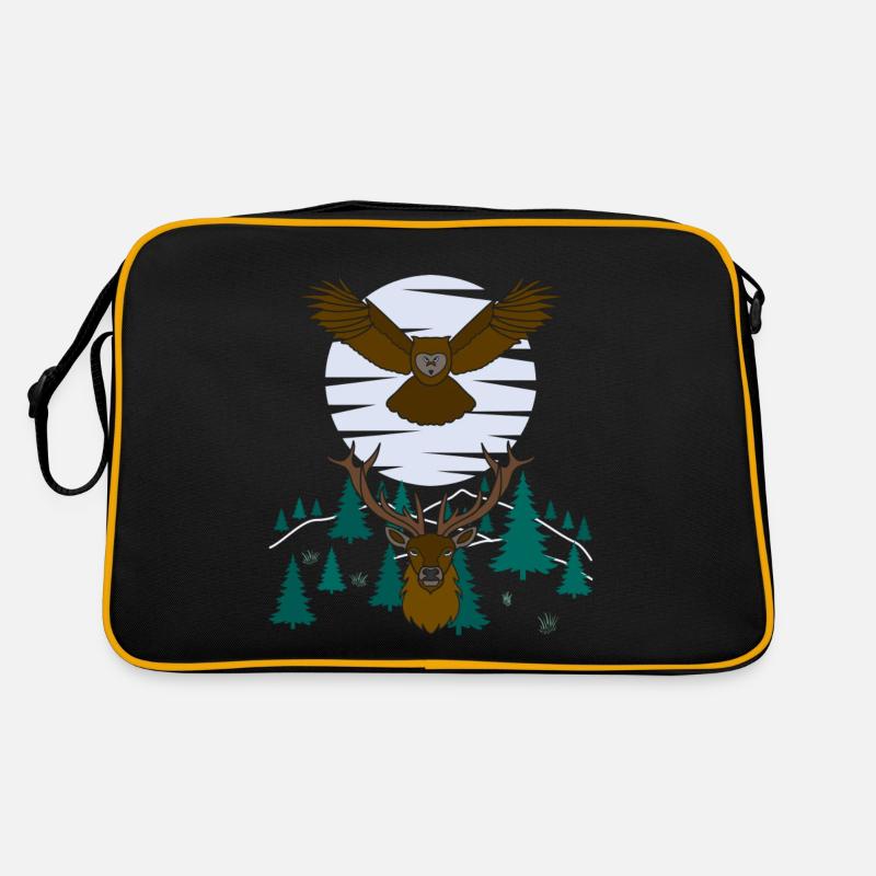 Rothirsch Eulen Vogel Tier Motiv Retro Tasche