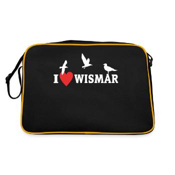 I Love Wismar - Retro Bag - black/gold - Back