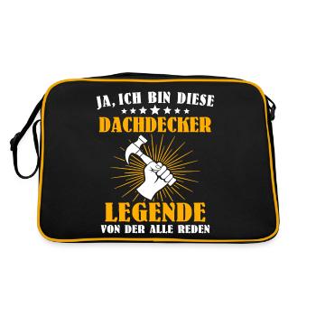 Dachdecker Beruf Dachdecken - Retro Tasche - Schwarz/Gold - Hinten
