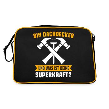 Dachdecker Beruf Dachdecken - Retro Tasche - Schwarz/Gold - Hinten