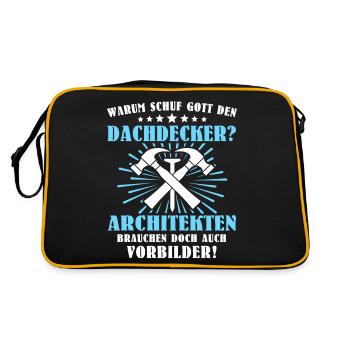 Dachdecker Beruf Dachdecken - Retro Tasche - Schwarz/Gold - Hinten