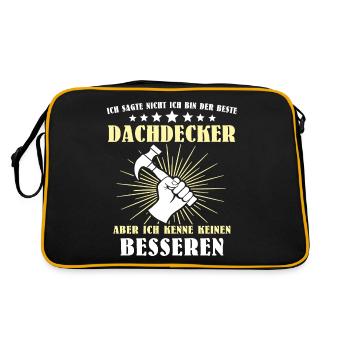 Dachdecker Beruf Dachdecken - Retro Tasche - Schwarz/Gold - Hinten