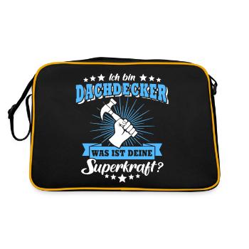 Dachdecker Beruf Dachdecken - Retro Tasche - Schwarz/Gold - Hinten