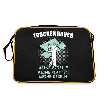 Trockenbauer Trockenbaumonteur Trockenbau - Retro Tasche - Schwarz/Gold - Hinten