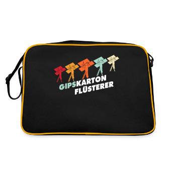 Trockenbauer Trockenbaumonteur Trockenbau - Retro Tasche - Schwarz/Gold - Hinten