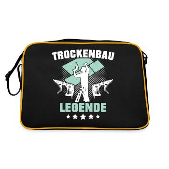 Trockenbauer Trockenbaumonteur Trockenbau - Retro Tasche - Schwarz/Gold - Hinten