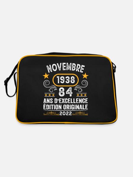 Novembre 1938 84 Ans Anniversaire Idée Cadeau - Sac Retro - noir/or - Dos