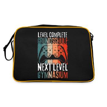 Level Complete Grundschule Einschulung Gymnasium - Retro Tasche - Schwarz/Gold - Hinten