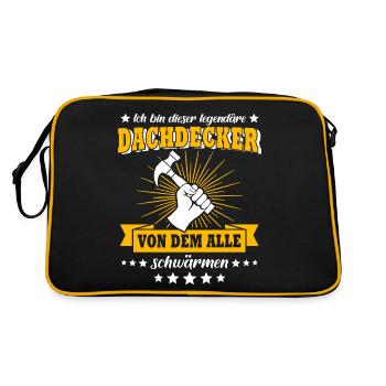 Dachdecker Handwerker Dachdecken - Retro Tasche - Schwarz/Gold - Hinten