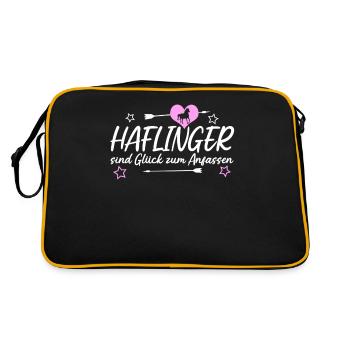 Haflinger Ausreiten Haflingers - Retro Tasche - Schwarz/Gold - Hinten
