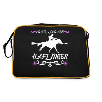 Haflinger Pferd - Retro Tasche - Schwarz/Gold - Hinten