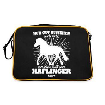 Haflinger Pferd Haflingers - Retro Tasche - Schwarz/Gold - Hinten