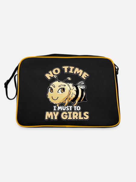 Pas le temps que je doive aller chez mes filles apicultrices - Sac Retro - noir/or - Dos
