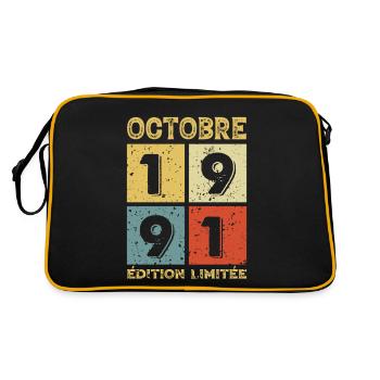 Octobre 1991 Anniversaire Idée Cadeau Vintage - Sac Retro - noir/or - Dos