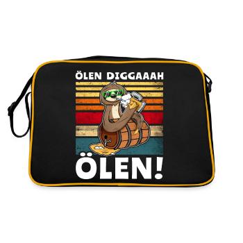 Löten Digga Bier Trinksprüche Saufshirt - Retro Tasche - Schwarz/Gold - Hinten