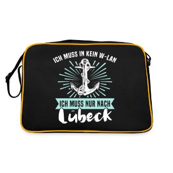 Lübeck Hansestadt Luebeck - Retro Tasche - Schwarz/Gold - Hinten