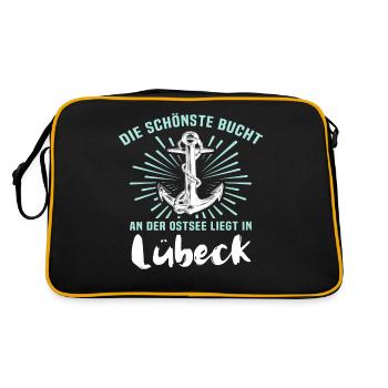 Lübeck Hansestadt Luebeck - Retro Tasche - Schwarz/Gold - Hinten